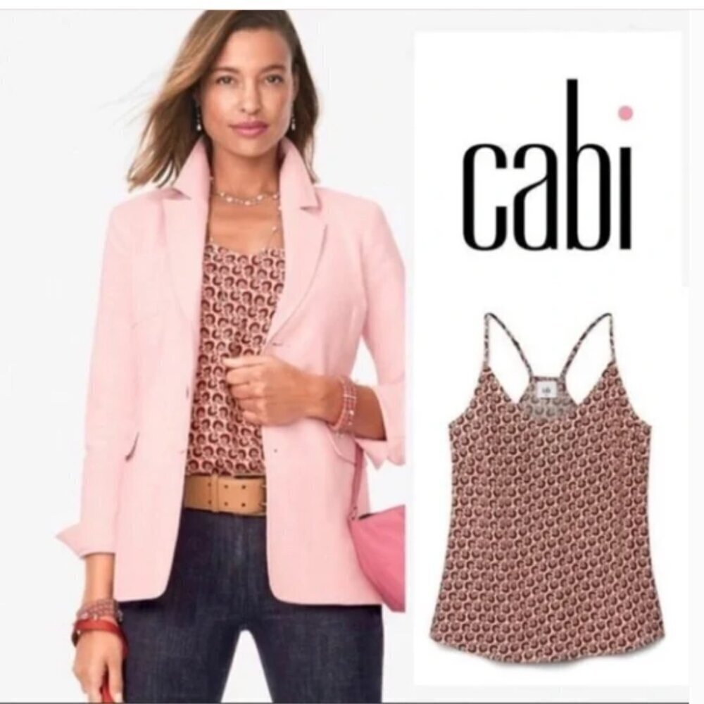 CAbi Pink and Brown Printed Camisole